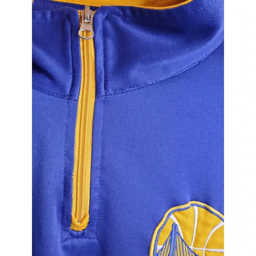 Majestic Golden State Warriors NBA Quarter Zip Pullover Blue Yellow Mens XLT